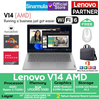 Lenovo V14 Ryzen 3 7320U 512GB / 512GB SSD 8GB Win11+OHS