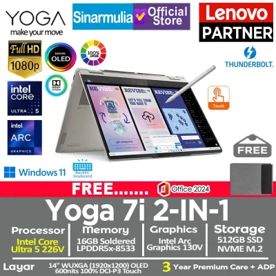 Lenovo Yoga 7i 2IN1 Ultra 5 226V 512GB SSD 16GB WUXGA OLED 100%sRGB Copilot+ Touch Win11+OHS