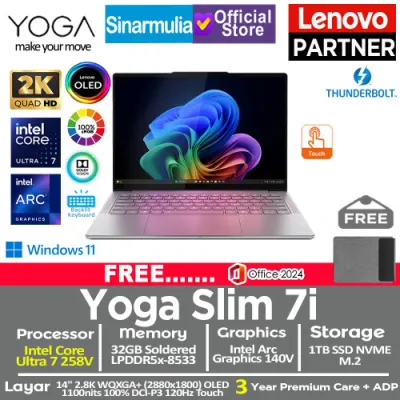 Lenovo Yoga Slim 7i Aura Edition Ultra 7 258V 1TB SSD 32GB 2.8K WQXGA+ OLED 120Hz 100%sRGB Copilot+ Touch Win11+OHS