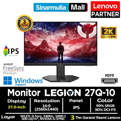 Monitor Gaming Lenovo Legion Pro 27Q-10 OLED 280Hz 0.03ms 2K 99%sRGB AMD FreeSync Premium Pro Display HDR Dolby Vision