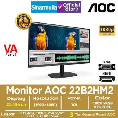 Monitor LED AOC 22B2HM2 21.45" VA 100Hz 4ms 100%sRGB