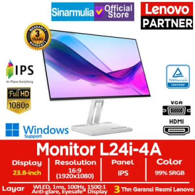Monitor LED Lenovo L24i-4A 23.8" IPS 100Hz 1ms HDMI VGA 99%sRGB Eye Caring