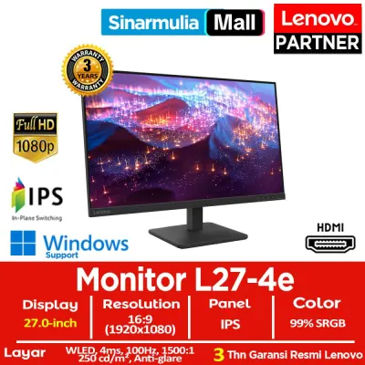 Monitor LED Lenovo L27-4e 27" IPS 100Hz HDMI VGA 99%sRGB Eye Caring