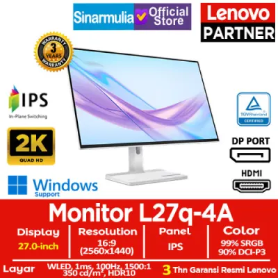 Monitor LED Lenovo L27q-4A 27" QHD IPS 100Hz 1ms HDMI 99%sRGB Eye Caring