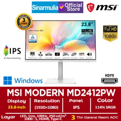 Monitor LED MSI MODERN MD2412PW 23.8" FHD IPS 100Hz 1ms 100%sRGB