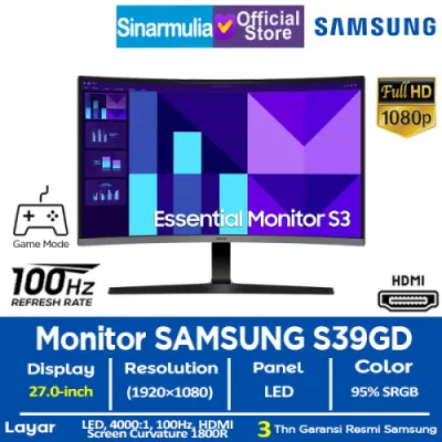 Monitor LED Samsung 27" Essential S3 S39GD VA FHD 100Hz HDMI