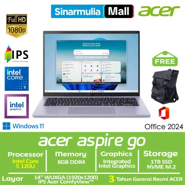 Acer Aspire Go 14 AG14-72P Core 5 120U 1TB SSD 8GB WUXGA IPS Win11+OHS - foto 1