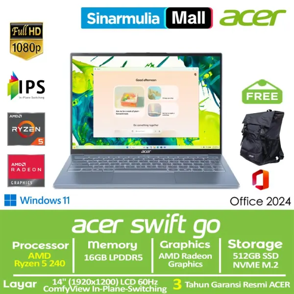 ACER Swift Lite SFL14-41M Ryzen 5 240 512GB SSD 16GB IPS Win11+OHS - foto 1