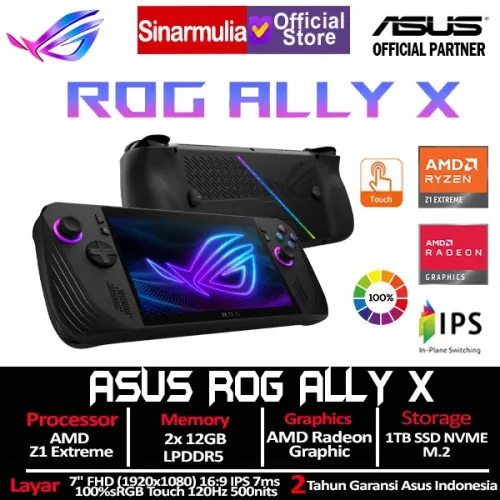 ASUS ROG Ally X Ryzen Z1 Extreme 1TB SSD 24GB 100%sRGB 120Hz Touch Win111