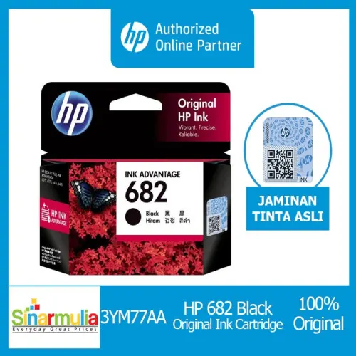 HP 682 Black Original Ink Advantage Cartridge Tinta Printer Original1