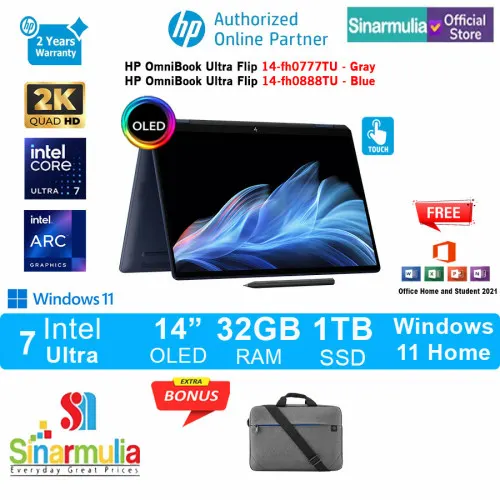 HP OmniBook Ultra Flip 14-fh0777TU/fh0888TU Intel Ultra 7 258V 1TB SSD 32GB 2.8K OLED Touch Win11+OHS17