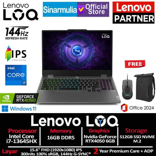 Lenovo LOQ Gaming i7-13645HX RTX4050 512GB SSD 16GB 144Hz 100%sRGB IPS Win11+OHS - foto 1