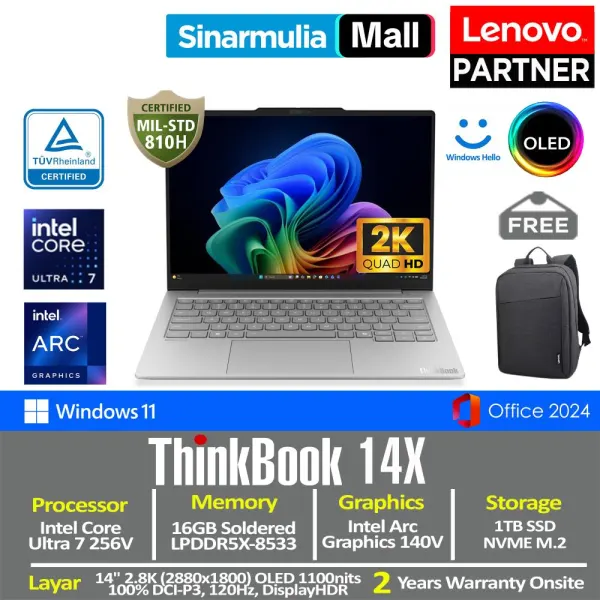 Lenovo ThinkBook 14x Ultra 7 256V 1TB SSD 16GB 2.8K OLED 100%sRGB 120Hz Win11+OHS - foto 1