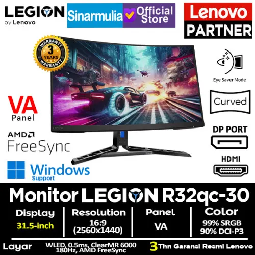 Monitor Gaming Lenovo Legion R32qc-30 VA 180Hz 0.5ms 2K QHD 99%sRGB1