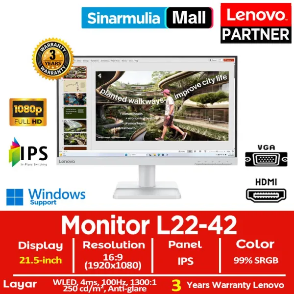 Monitor LED Lenovo L22-42 21.5" FHD IPS 100Hz 4ms HDMI 99%sRGB Eye Caring - foto 1