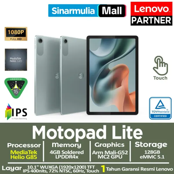 Motorola Moto Pad 60 Lite - 4GB/128GB - Helio G85 - 10.1 inch - 400nits - Dolby Atmos - 5100mAh - foto 1