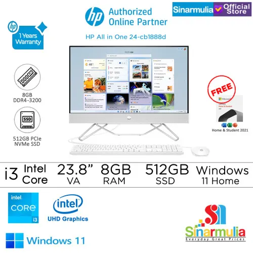 PC AIO HP 24-cb1888d i3-1215U 512GB SSD 8GB FHD VA Win11+OHS1