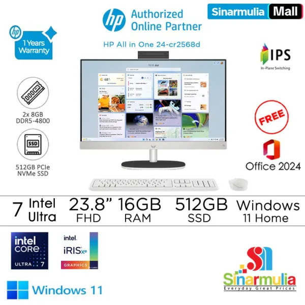 PC AIO HP 24-cr2568d Ultra 7 255U 512GB SSD 16GB IPS 99%sRGB Win11+OHS - foto 1